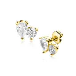 6,5mm ZINZI gold plated zilveren oorstekers peer- en rondvormig met zirkonia ZIO2726Y