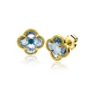 9mm ZINZI gold plated zilveren oorstekers in klaver vorm met lichtblauwe kleursteen ZIO2662B