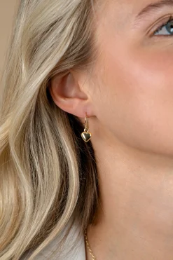 23mm ZINZI gold plated zilveren oorhangers met bol hart ZIO2661