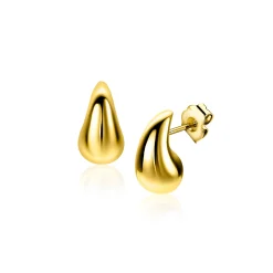 11mm ZINZI gold plated zilveren oorstekers in organische druppelvorm ZIO2636G