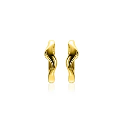 15mm ZINZI gold plated zilveren oorringen organisch gevormd met luxe klapsluiting ZIO2627G