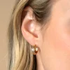 15,5mm ZINZI gold plated zilveren oorringen met ronde kastzetting en multilook uitstraling, bezet met witte zirconia's en luxe klapsluiting ZIO2625