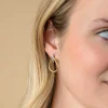 25mm ZINZI gold plated zilveren grote ovale oorstekers waarbij de top bezet is met witte zirconia's ZIO2619