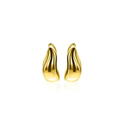 13mm ZINZI gold plated zilveren oorringen organisch gevormd 5,5mm breed met luxe klapsluiting ZIO2608G
