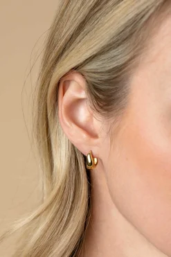 13mm ZINZI gold plated zilveren oorringen organisch gevormd 5,5mm breed met luxe klapsluiting ZIO2608G