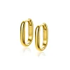 15,5mm ZINZI gold plated zilveren oorringen in ovale vorm met ronde buis 3mm breed ZIO2604G