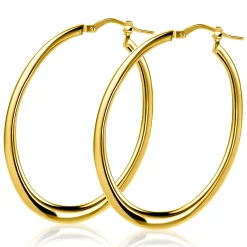 48mm ZINZI gold plated zilveren ovale oorringen met organisch gevormde buis 2mm breed en handige bovensluiting ZIO2701G