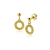 14mm ZINZI gold plated zilveren oorstekers met open rondje van 8,5mm voorzien van een bolstructuur ZIO2704G