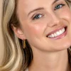 28mm ZINZI gold plated zilveren oorringen in ovale vorm met gedraaide buis en luxe klapsluiting ZIO2693G