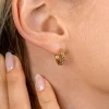14mm ZINZI gold plated zilveren oorringen met kleine druppels en luxe klapsluiting ZIO2688G