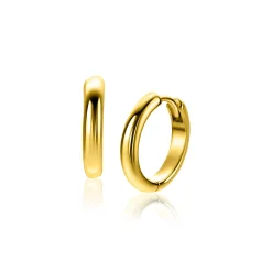 16mm ZINZI gold plated zilveren gladde oorringen met ronde buis 3mm met luxe klapsluiting ZIO2601G