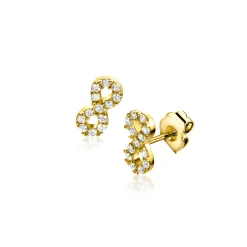8mm ZINZI gold plated zilveren oorknoppen Infinity bezet met witte zirconia's ZIO2597Y