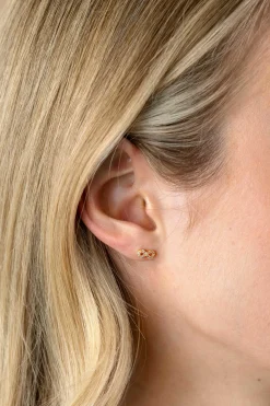 8mm ZINZI gold plated zilveren oorknoppen Infinity bezet met witte zirconia's ZIO2597Y