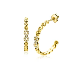 21mm ZINZI gold plated zilveren oorstekers half rond gezet met Infinity schakels, 3mm breed ZIO2591