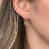 10mm ZINZI gold plated zilveren oorbedels met vijf speelse zettingen in aflopende grootte, bezet met paarse, champagne en blauwe kleurstenen ZICH2633BC (zonder oorringen)