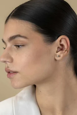12,5mm ZINZI gold plated zilveren ear cuff cross-over gladde buis 5,5mm breed per stuk geprijsd ZIO-CUFF5G