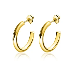 20mm ZINZI gold plated zilveren halve oorringen 3mm buisdikte met stekers ZIO2432G