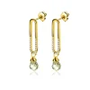 30mm ZINZI gold plated zilveren oorstekers met trendy open ovale vorm en peervormige hanger groen peridot ZIO2430