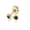 4mm ZINZI gold plated zilveren oorknoppen rond zwart ZIO1177ZG