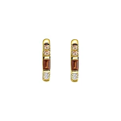13mm ZINZI gold plated zilveren oorringen bezet met champagne, bruine en witte kleurstenen, luxe klapsluiting ZIO2869