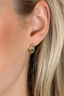 13,5mm ZINZI goldplated zilveren gladde oorringen met brede ronde buis 5mm met luxe klapsluiting ZIO2791G