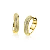 17mm ZINZI gold plated zilveren oorringen volledig bezet met pavé gezette witte zirkonia’s in een vloeiende lijn, luxe klapsluiting ZIO2883Y