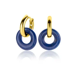 12mm ZINZI oorbedels rond met lapis lazuli edelsteen ZICH2274L (zonder oorringen)