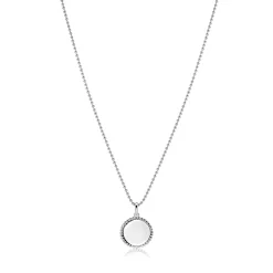 13.5 mm ZINZI zilveren coin hanger met parelrand voor gravure ZIH2651 (zonder collier)