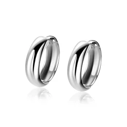 17mm ZINZI zilveren gladde oorringen met brede ronde buis 5mm met luxe klapsluiting ZIO2793