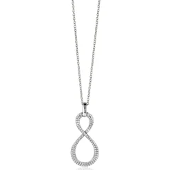35mm ZINZI zilveren hanger Infinity bezet met witte zirconia's ZIH2570 (zonder collier)