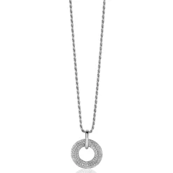 20mm ZINZI zilveren hanger open ronde vorm, bezet met witte zirconia's ZIH2446  (zonder collier)