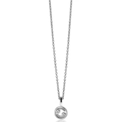 9mm ZINZI zilveren Kreeft sterrenbeeldhanger bezet met witte zirconia ZIH-KRE (zonder collier)