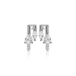 12mm ZINZI zilveren multi-look oorstekers met peervormige en ovale witte zirkonia's ZIO2689