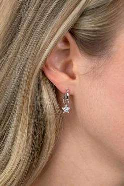 8,5mm ZINZI zilveren oorbedels fonkelende ster ZICH2138 (zonder oorringen)