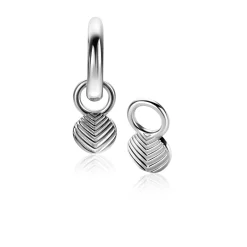 11mm ZINZI zilveren oorbedels in ronde vorm, bewerkt met veertjesmotief ZICH2644 (zonder oorringen)