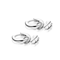 6mm ZINZI zilveren oorbedels in gladde klaver vier vorm ZICH2884 (zonder oorringen)