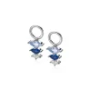 13mm ZINZI zilveren oorbedels met drie peervormige zettingen in aflopende grootte, bezet met blauwe en witte kleurstenen ZICH2631B (zonder oorringen)