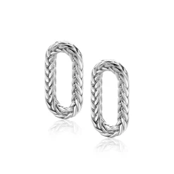 20 mm ZINZI zilveren oorbedels ovale vorm met touweffect ZICH2553 (zonder oorringen)