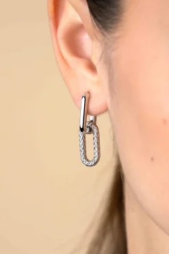 20 mm ZINZI zilveren oorbedels ovale vorm met touweffect ZICH2553 (zonder oorringen)
