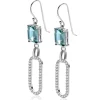 58mm ZINZI zilveren oorhangers met schitterende ovale schakel, bezet met witte zirconia's en groenachtig blauwe (petrol) kleursteen in vierpootszetting ZIO2487L