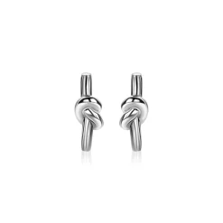 13mm ZINZI zilveren oorknoppen met staafje en glanzende knoop ZIO2613