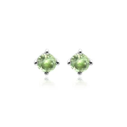 6mm ZINZI zilveren oorknoppen ronde lichtgroene zirconia chatonzetting ZIO1383G