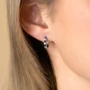 12mm ZINZI zilveren oorringen bezet met ronde witte zirconia's en donkerblauwe kleurstenen 2mm buisdikte met luxe klapsluiting ZIO2559