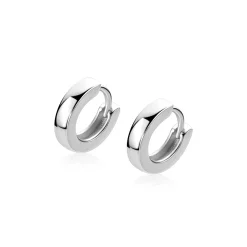 11,5mm ZINZI zilveren oorringen met vierkante gladde buis 3mm, luxe klapsluiting ZIO2860