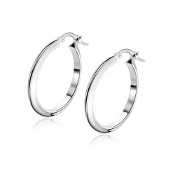 25mm ZINZI zilveren oorringen met gladde buis 3mm breed en handige bovensluiting ZIO2856