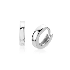 13,5mm ZINZI zilveren oorringen met vierkante gladde buis 3mm, luxe klapsluiting ZIO2861