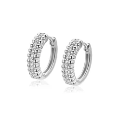 16,5mm ZINZI zilveren oorringen met speelse structuur en een rij witte zirkonia's in het midden, luxe klapsluiting ZIO2834