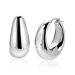 31mm ZINZI zilveren oorringen met brede buis (9mm) en ovaal model, handige bovensluiting ZIO2750