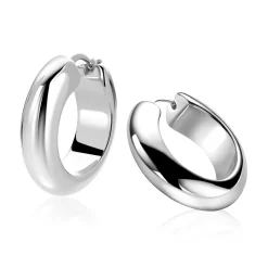 28mm ZINZI zilveren oorringen met brede buis (8mm) en rond model, handige bovensluiting  ZIO2749