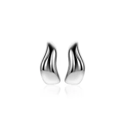 15mm ZINZI zilveren oorringen organisch gevormd 6,5mm breed met luxe klapsluiting ZIO2609